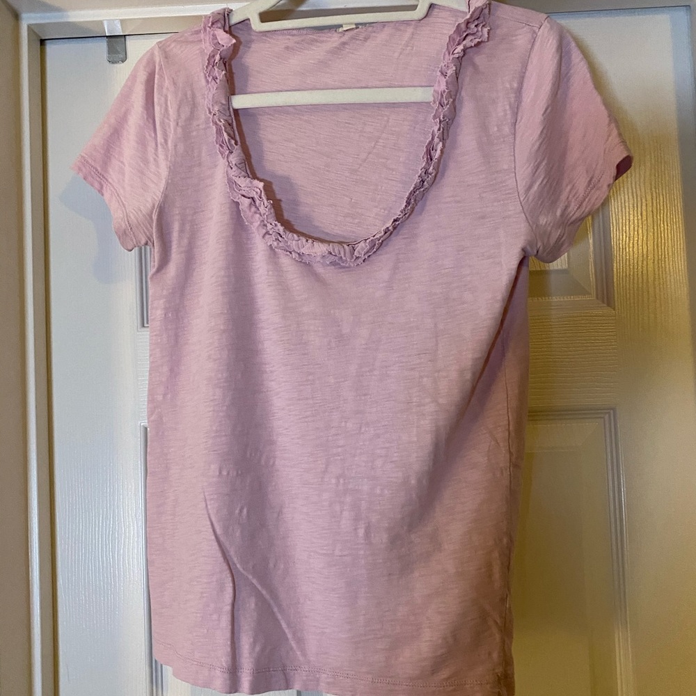 J. Crew Lavender Ruffled Scoopneck Women’s Tee